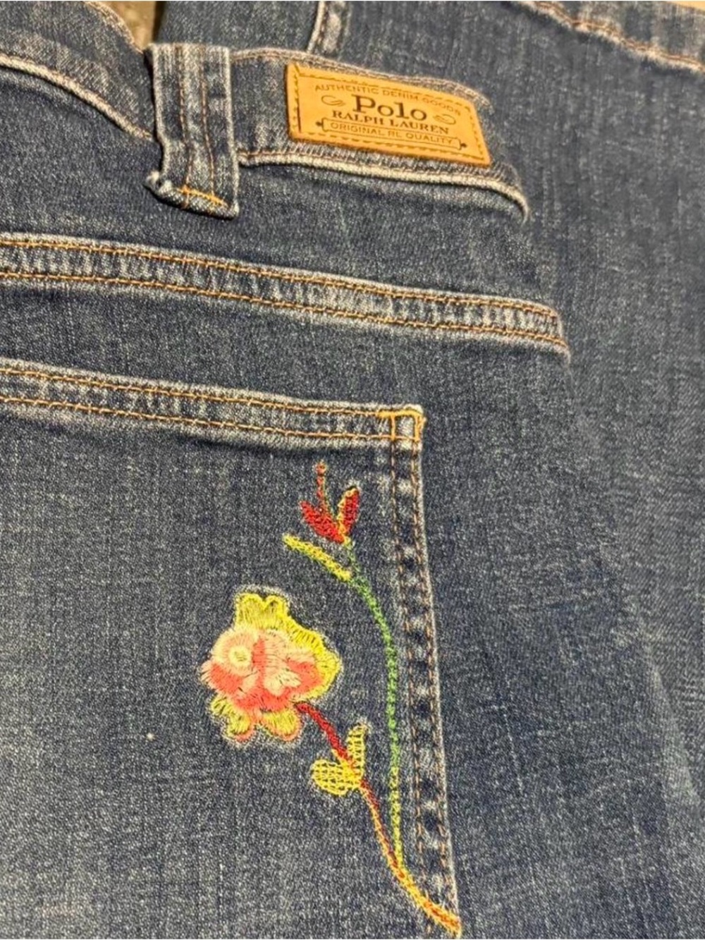 Polo Ralph Lauren Womens Jenn Flare Jeans High Waist Embroidered Size 14w or 32R - Picture 9 of 10